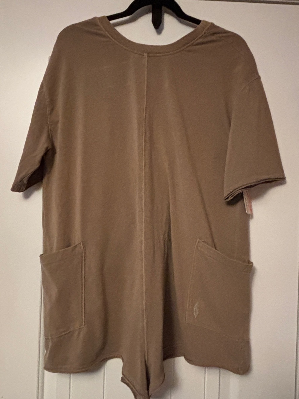 Free People Taupe Short Sleeve Romper with Pockets NWT Small